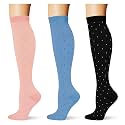 (3 pairs) Compression Socks 20-30 mmHg Long Knee High Socks for Women Men Support Athletic Travel Daily Wear