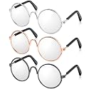 3 Pairs Doll Glasses Metal Wire Rim Clear Lens Eyewear Fabric Doll Dress Up Eyeglasses Mini Dolls Costume Accessories for 18 Inch and Other Item Dolls(3.74 Inch, Fits for Mini Plush)
