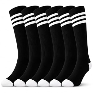 3 pairs of judanzy knee high boys or girls stripe tube socks for soccer basketball uniform and everyday wear