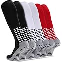 3 Pairs Kids Youth Grip Soccer Socks, Non Slip Knee High Soccer Football Sport Socks for Boys Girls Age 8-17