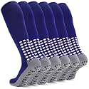 3 Pairs Kids Youth Grip Soccer Socks, Non Slip Knee High Soccer Football Sport Socks for Boys Girls Age 8-17