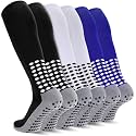 3 Pairs Kids Youth Grip Soccer Socks, Non Slip Knee High Soccer Football Sport Socks for Boys Girls Age 8-17