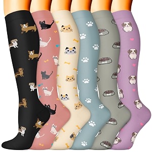 3 pairs knee high graduated compression socks for women and men - best medical nursing travel amp flight socks - running amp fitness - 15-20mmhg