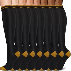 3 pairs knee high graduated compression socks for women and men - best medical nursing travel amp flight socks - running amp fitness - 15-20mmhg