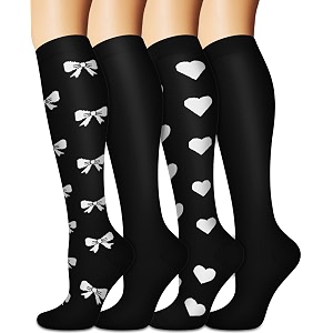 3 pairs knee high graduated compression socks for women and men - best medical nursing travel amp flight socks - running amp fitness - 15-20mmhg