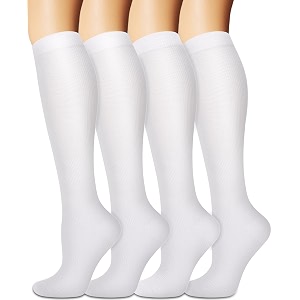 3 pairs knee high graduated compression socks for women and men - best medical nursing travel amp flight socks - running amp fitness - 15-20mmhg