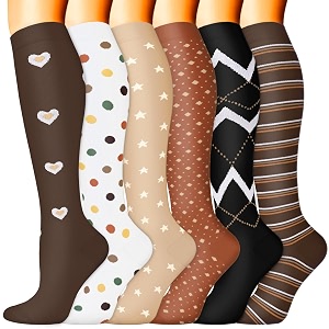 3 pairs knee high graduated compression socks for women and men - best medical nursing travel amp flight socks - running amp fitness - 15-20mmhg