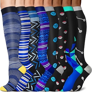 3 pairs knee high graduated compression socks for women and men - best medical nursing travel amp flight socks - running amp fitness - 15-20mmhg