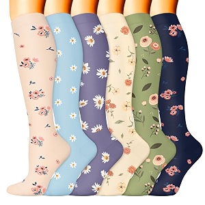3 pairs knee high graduated compression socks for women and men - best medical nursing travel amp flight socks - running amp fitness - 15-20mmhg