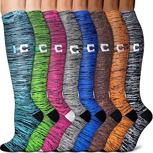 3 pairs knee high graduated compression socks for women and men - best medical nursing travel amp flight socks - running amp fitness - 15-20mmhg