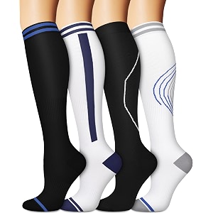 3 pairs knee high graduated compression socks for women and men - best medical nursing travel amp flight socks - running amp fitness - 15-20mmhg
