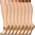 3 Pairs Knee High Graduated Compression Socks For Women and Men - Best Medical, Nursing, Travel &amp; Flight Socks - Running &amp; Fitness - 15-20mmHg
