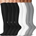 3 Pairs Knee High Graduated Compression Socks For Women and Men - Best Medical, Nursing, Travel &amp; Flight Socks - Running &amp; Fitness - 15-20mmHg