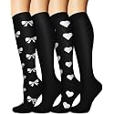 3 Pairs Knee High Graduated Compression Socks For Women and Men - Best Medical, Nursing, Travel &amp; Flight Socks - Running &amp; Fitness - 15-20mmHg