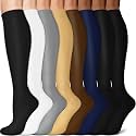 3 Pairs Knee High Graduated Compression Socks For Women and Men - Best Medical, Nursing, Travel &amp; Flight Socks - Running &amp; Fitness - 15-20mmHg