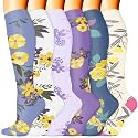 3 Pairs Knee High Graduated Compression Socks For Women and Men - Best Medical, Nursing, Travel &amp; Flight Socks - Running &amp; Fitness - 15-20mmHg