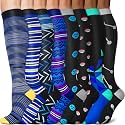 3 Pairs Knee High Graduated Compression Socks For Women and Men - Best Medical, Nursing, Travel &amp; Flight Socks - Running &amp; Fitness - 15-20mmHg