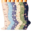 3 Pairs Knee High Graduated Compression Socks For Women and Men - Best Medical, Nursing, Travel &amp; Flight Socks - Running &amp; Fitness - 15-20mmHg