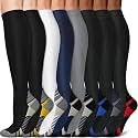 3 Pairs Knee High Graduated Compression Socks For Women and Men - Best Medical, Nursing, Travel &amp; Flight Socks - Running &amp; Fitness - 15-20mmHg