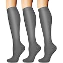 3 Pairs Knee High Graduated Compression Socks For Women and Men - Best Medical, Nursing, Travel &amp; Flight Socks - Running &amp; Fitness - 15-20mmHg