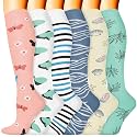 3 Pairs Knee High Graduated Compression Socks For Women and Men - Best Medical, Nursing, Travel &amp; Flight Socks - Running &amp; Fitness - 15-20mmHg