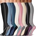 3 Pairs Knee High Graduated Compression Socks For Women and Men - Best Medical, Nursing, Travel &amp; Flight Socks - Running &amp; Fitness - 15-20mmHg
