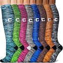 3 Pairs Knee High Graduated Compression Socks For Women and Men - Best Medical, Nursing, Travel &amp; Flight Socks - Running &amp; Fitness - 15-20mmHg