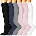 3 Pairs Knee High Graduated Compression Socks For Women and Men - Best Medical, Nursing, Travel &amp; Flight Socks - Running &amp; Fitness - 15-20mmHg