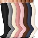 3 Pairs Knee High Graduated Compression Socks For Women and Men - Best Medical, Nursing, Travel &amp; Flight Socks - Running &amp; Fitness - 15-20mmHg