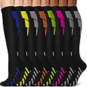 3 Pairs Knee High Graduated Compression Socks For Women and Men - Best Medical, Nursing, Travel &amp; Flight Socks - Running &amp; Fitness - 15-20mmHg