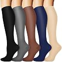 3 Pairs Knee High Graduated Compression Socks For Women and Men - Best Medical, Nursing, Travel &amp; Flight Socks - Running &amp; Fitness - 15-20mmHg