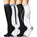 3 Pairs Knee High Graduated Compression Socks For Women and Men - Best Medical, Nursing, Travel &amp; Flight Socks - Running &amp; Fitness - 15-20mmHg