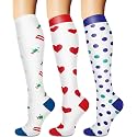 3 Pairs Knee High Graduated Compression Socks For Women and Men - Best Medical, Nursing, Travel &amp; Flight Socks - Running &amp; Fitness - 15-20mmHg