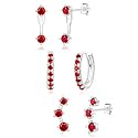 3 Pairs Dainty Small Earrings Set for Women Trendy, Birthstone Stud Huggie Hoop Jacket Stack for Cartilage Helix, Gold Plated Hypoallergenic Cute Women Fashion Accessories Western Jewelry Gifts