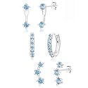 3 Pairs Dainty Small Earrings Set for Women Trendy, Birthstone Stud Huggie Hoop Jacket Stack for Cartilage Helix, Gold Plated Hypoallergenic Cute Women Fashion Accessories Western Jewelry Gifts