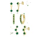 3 Pairs Dainty Small Earrings Set for Women Trendy, Birthstone Stud Huggie Hoop Jacket Stack for Cartilage Helix, Gold Plated Hypoallergenic Cute Women Fashion Accessories Western Jewelry Gifts