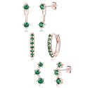 3 Pairs Dainty Small Earrings Set for Women Trendy, Birthstone Stud Huggie Hoop Jacket Stack for Cartilage Helix, Gold Plated Hypoallergenic Cute Women Fashion Accessories Western Jewelry Gifts