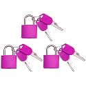3 Pc Metal Padlock Solid Brass Luggage, Backpack, Diary, Jewelry Box, Crafts, School Teaching Lock with Key and Durable Cover (Small, Pink)