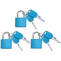 3 Pc Metal Padlock Solid Brass Luggage, Backpack, Diary, Jewelry Box, Crafts, School Teaching Lock with Key and Durable Cover (Small, Blue)