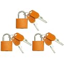 3 Pc Metal Padlock Solid Brass Luggage, Backpack, Diary, Jewelry Box, Crafts, School Teaching Lock with Key and Durable Cover (Small, Orange)