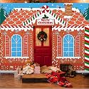 HunnmingRe 3 Pcs 157" Large Christmas Gingerbread Classroom Door Decorations Christmas Gingerbread House Party Porch Banner Front Door Cover Xmas Background for Office Decorations Photo Background