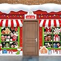 HunnmingRe 3 Pcs 157" Large Christmas Classroom Door Decorations Christmas Candy Shop Party Porch Banner Front Door Cover Xmas Background for Office Decorations Photo Background