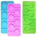 3 Pcs 6-Cavity Paw Lollipop Molds,Sonku Silicone Paw Mold Chocolate Hard Candy Jelly Fondant Mold with 18 Pcs Sucker Sticks-Pink,Blue and Green