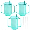 3 Pcs Adult Sippy Cups Green with Straw, for Elderly