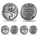 3 Pcs Christian Pocket Coin, with God All Things are Possible Mark 10:27, Inspirational Faith Gift for Tough Times, Religious Encouragement Keepsake for Men and Women, Gift for Him Her Friend Family