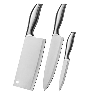 3 pcs classic razor-sharp knife set dishwasher safe professional chef knife set for kitchen full tang amp high german steel precision cutting tools silver