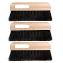 3 Pcs Concrete Brush Horsehair Bristles 12 Inch Length Black Horsehair Fibers Wood Backed Broom for Masonry Concrete