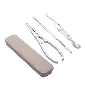 3 pcs crab tool for eating seafood tool set with crab crackers and forks crab eating gadget for home dining and restaurant use silver comes with storage box