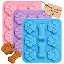 3 Pcs Dog Treat Molds Silicone – Frozen Dog Treat Molds for Baking and Freezing with Bone &amp; Puppy Paw Shapes