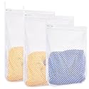 3 pcs Durable Honeycomb Mesh Laundry Bags for Delicates 16" x 19" (2 Large) 12" x 15" (1 Medium)